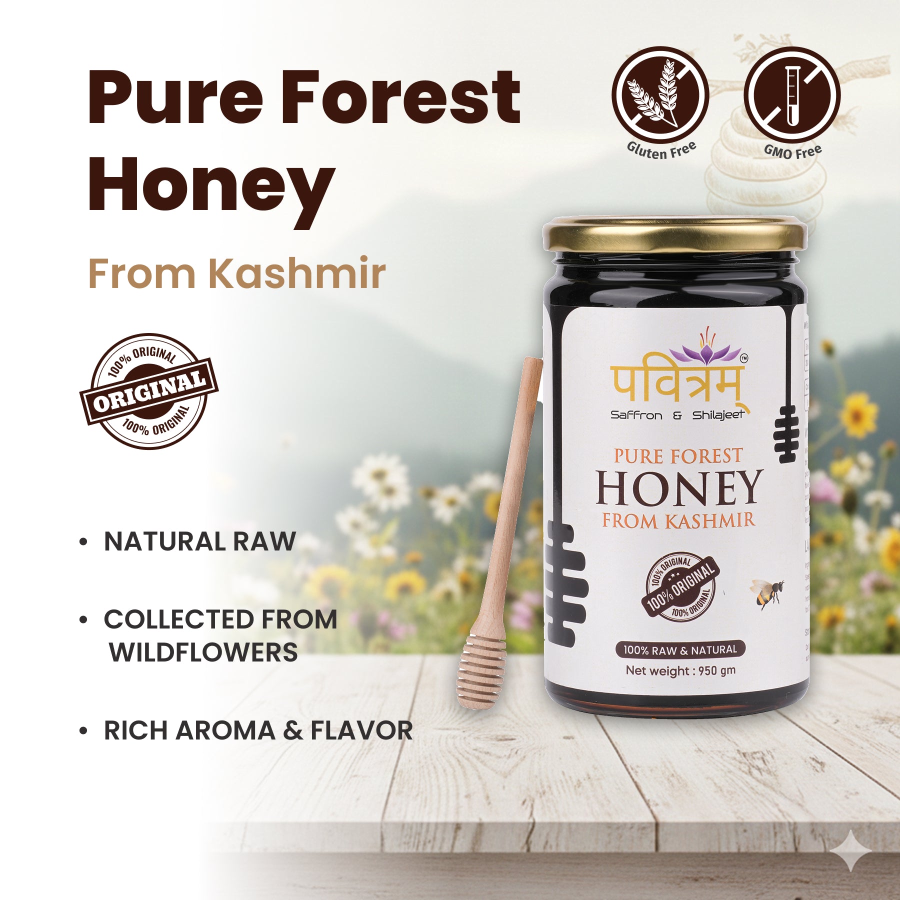 Pure Kashmiri Saffron Raw Honey